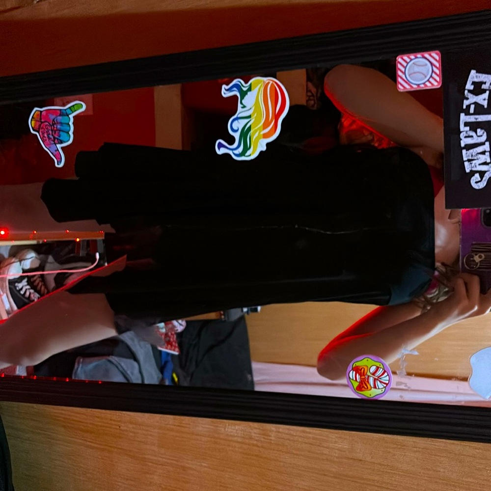 Brand new black silk strapless dress